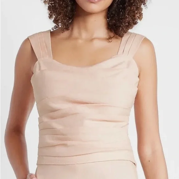 Express linen crop top nwt size XL cream color - Picture 1 of 6